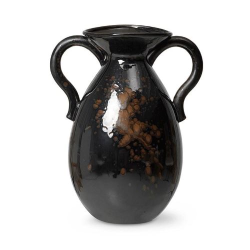 Ferm Living Verso Floor Vase H:49,4 cm - Black with Brown Splash OUTLET