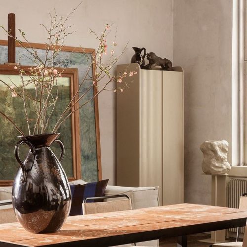 Ferm Living Verso Floor Vase H:49,4 cm - Black with Brown Splash OUTLET