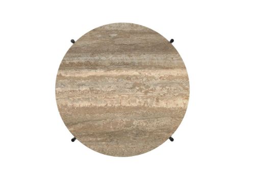 GUBI TS Coffee Table Ø: 55 cm - Black Base/Warm Taupe Travertine OUTLET