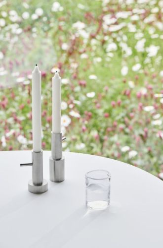 Fritz Hansen Lysestage Single #2 H: 13 cm - Stainless Steel OUTLET