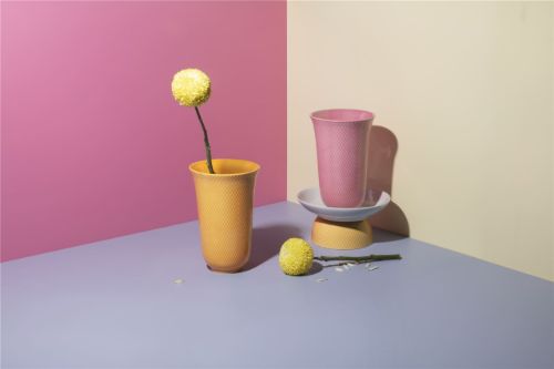 Lyngby Rhombe Color Vase H: 20 cm - Gul OUTLET