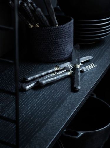 String Furniture Hylder 3 Stk. 78x30 cm - Black Stained Ash OUTLET