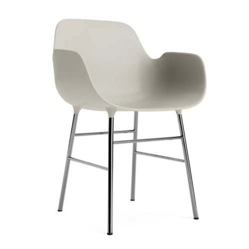 Normann Copenhagen Form Spisebordsstol m. Armlæn - Chrome/Light Grey