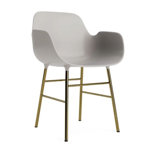 Normann Copenhagen Form Spisebordsstol m. Armlæn - Messing/Warm Grey 