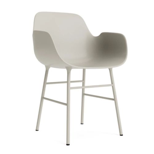 Normann Copenhagen Form Spisebordsstol m. Armlæn - Pulverlakeret Stål/Light Grey