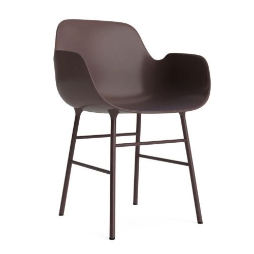Normann Copenhagen Form Spisebordsstol m. Armlæn - Pulverlakeret Stål/Brun