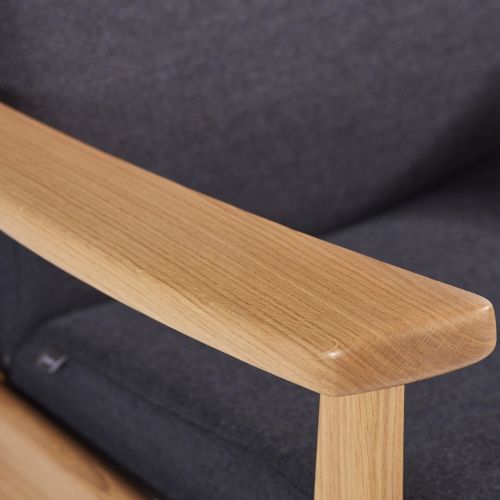 Farstrup Plus 5910 Lænestol M/Fodskamme SH: 47 cm. - Eg/Capture 5201 DarkBlue/Grey