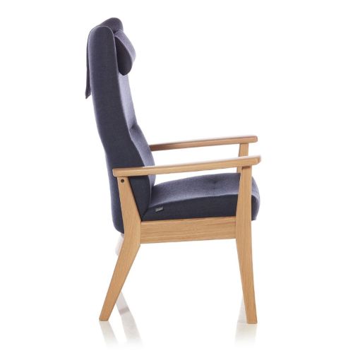 Farstrup Plus 5910 Lænestol SH: 47 cm. - Eg/Capture 5201 DarkBlue/Grey