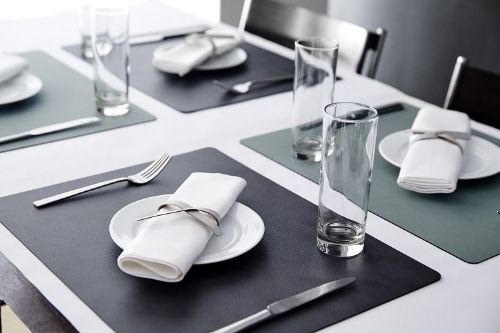LindDNA Table mat Square Double L 35x45 cm - Nupo light blue/nupo light grey  OUTLET