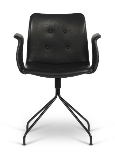 Bent Hansen Primum Armstol  - Sort Zenzo 2 207 Læder/Sorte Metalben m. Drejestel OUTLET
