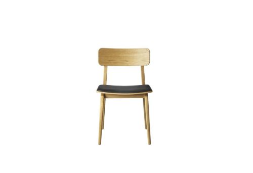 FDB Møbler J175 Åstrup Spisebordsstol SH: 45 cm - Oak/Black Leather OUTLET