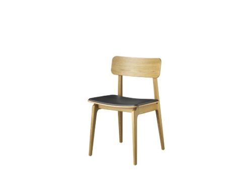 FDB Møbler J175 Åstrup Spisebordsstol SH: 45 cm - Oak/Black Leather OUTLET
