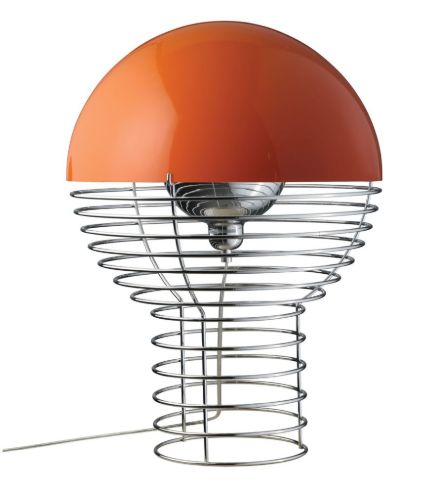 Verpan Wire Table Lamp Ø: 40 cm - Chrome/Orange 