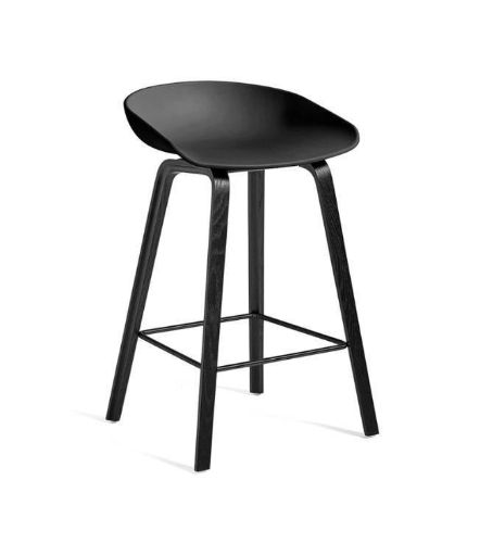 HAY AAS 32 Barstol Low H: 65 cm - Black Lacquered Oak/Black/Black Powder Coated Steel