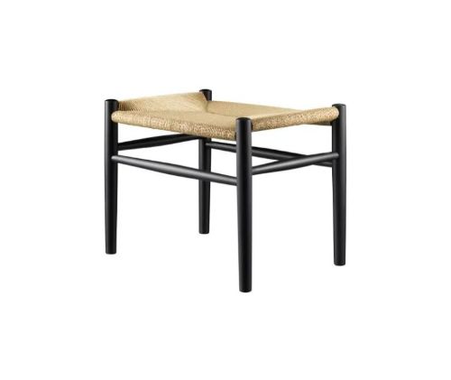 FDB Møbler J83 Skammel Jørgen Bækmark H: 41 cm - Sort/Natur Flet
