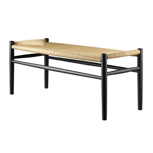 FDB Møbler J83B Bænk Jørgen Bækmark L: 100 cm - Natur Flet/Sort Bøg