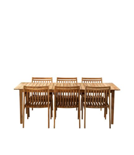 FDB Møbler Sammen Havemøbelsæt M2 Bord + 6 stk. M1 Stole - Teak 