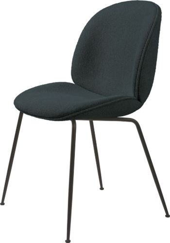 GUBI Beetle Dining Chair Fully Upholstered Light Bouclé SH: 45 - Black/028