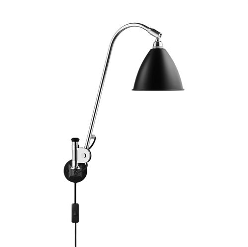 Bestlite BL6 Wall Lamp Ø:16 cm Chrome Base - Black skærm