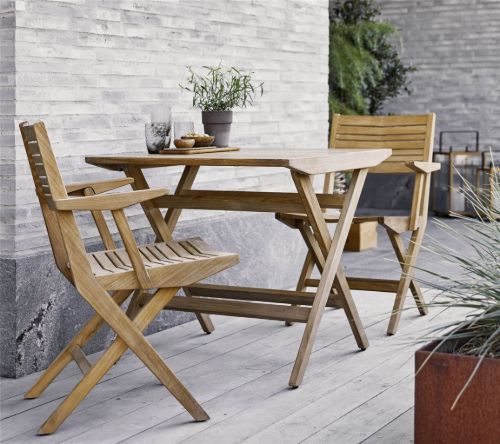 Cane-line Outdoor Flip Foldestol med Armlæn SH: 47 cm - Teak