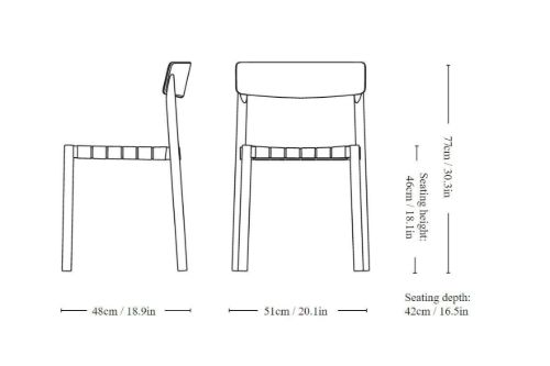 &Tradition TK1 Betty Chair SH: 47cm - Oak/Natural Linen