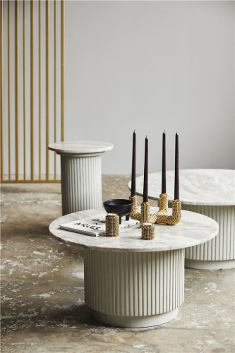 Nordal Erie Round Coffee Table Ø:90 cm - White Marble Top