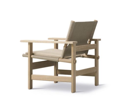 Fredericia Furniture 2031 The Canvas Chair af Børge Mogensen SH: 41,5 cm - Natur Canvas/Sæbebehandlet Eg