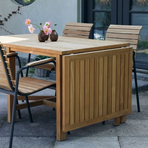 Mandalay Havemøbelsæt Cambridge Klapbord L: 200 cm og 4 Stk. Bellevue Stole - Teak/Antracit UDSOLGT FOR SÆSON 2026 