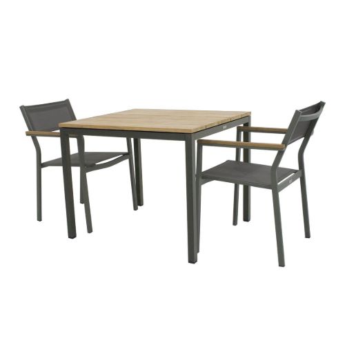 Mandalay Havemøbelsæt Toscana Havebord L: 82 cm og 2 Stk. Elba Havestole - Olivengrøn 