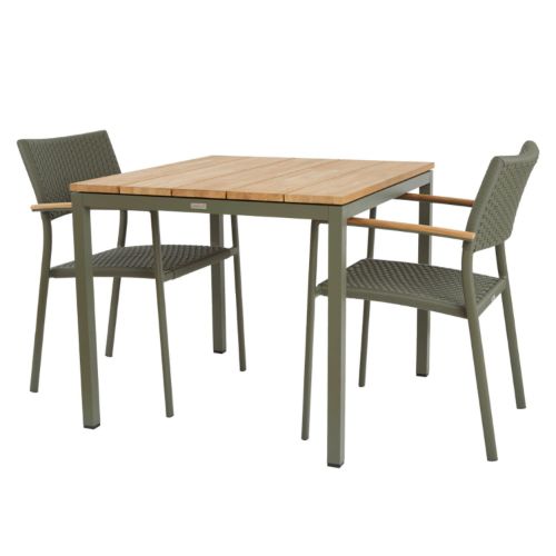 Mandalay Havemøbelsæt Toscana Havebord L: 82 cm og 2 Stk. Siena Havestole - Olivengrøn 