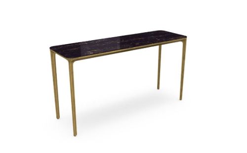 SOVET Slim 4 Legs Console L: 140 cm - Burnished Brass/Ceramics Portoro OUTLET