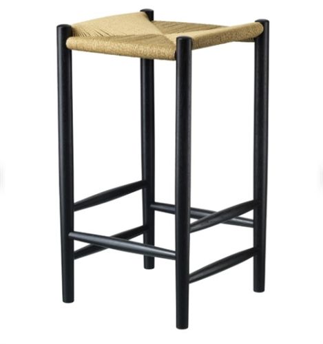 FDB Møbler J164C Jørgen Bækmark Counter Barstol SH: 68 cm - Sort Eg/Natur Flet 