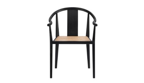 NORR11 Shanghai Spisebordsstol SH: 45 cm - Black Ash/Natural French Rattan OUTLET