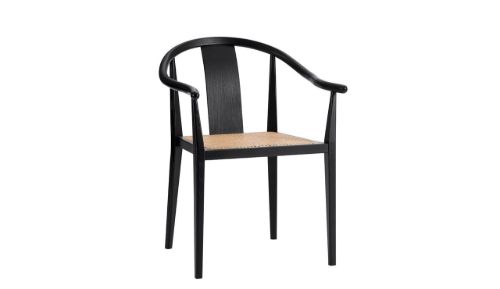 NORR11 Shanghai Spisebordsstol SH: 45 cm - Black Ash/Natural French Rattan OUTLET