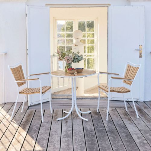 Mandalay Marguerit Cafébord Ø: 70 cm - Teak/Hvid