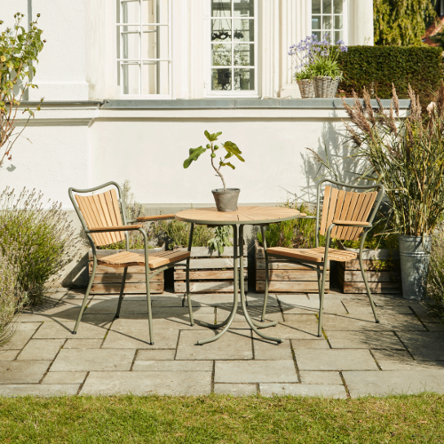 Mandalay Marguerit Cafébord Ø: 70 cm - Teak/Olivengrøn