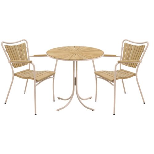 Mandalay Marguerit Cafébord Ø: 70 cm - Teak/Taupe 