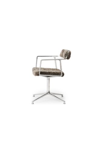 Vipp 452 Swivel Stol m. Gliders - Aluminium/Curly 07/Umber Limited Edition 