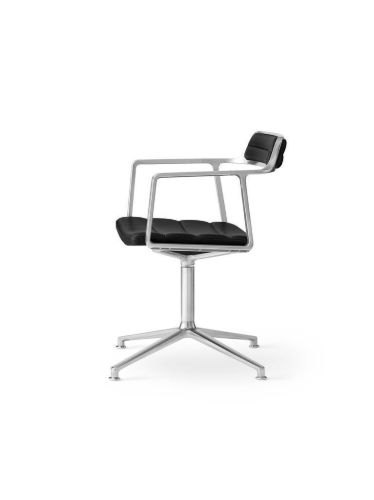 Vipp 452 Swivel Stol m. Gliders - Aluminium/Black Aniline Leather 
