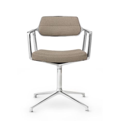 Vipp 453 Swivel Stol u. Hjul  - Aluminium/Textile Dark Sand