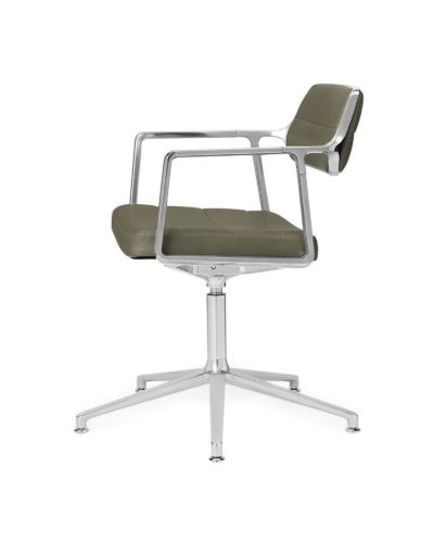 Vipp 453+ Swivel Stol u. Hjul - Aluminium/Bosco Green Læder