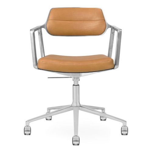 Vipp 453+ Swivel Stol m. Hjul - Aluminium/Camel Leather