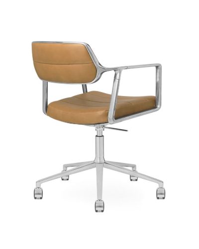 Vipp 453+ Swivel Stol m. Hjul - Aluminium/Camel Leather