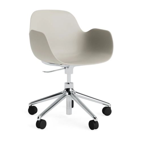 Normann Copenhagen Form Kontorstol m. Armlæn - Aluminium/Lysegrå