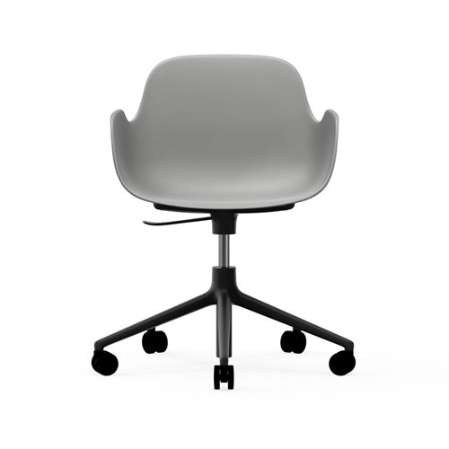 Normann Copenhagen Form Drejestol m. armlæn og hjul - Grå/Sort Aluminium