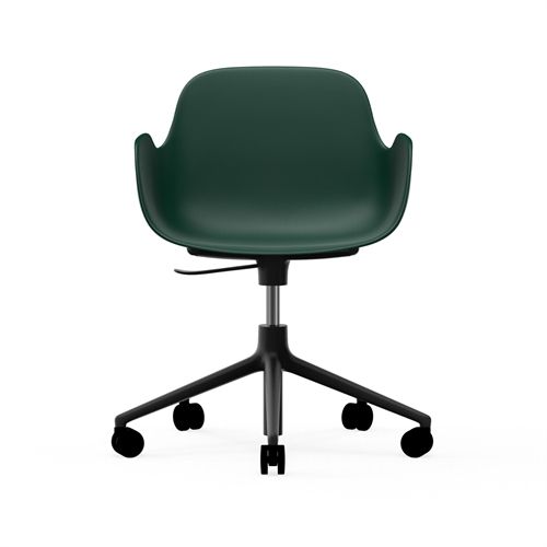 Normann Copenhagen Form Drejestol m. armlæn og hjul - Grøn/Sort Aluminium