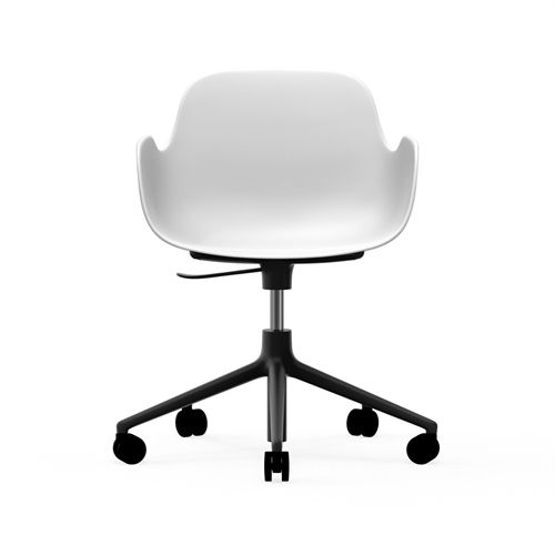 Normann Copenhagen Form Drejestol m. armlæn og hjul - Hvid/Sort Aluminium