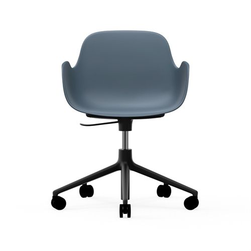 Normann Copenhagen Form Drejestol m. armlæn og hjul - Blå/Sort Aluminium