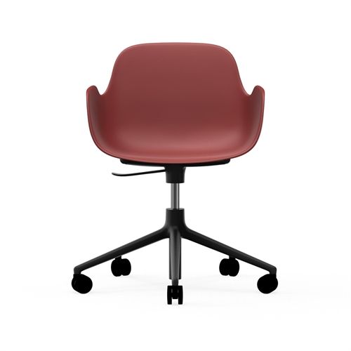 Normann Copenhagen Form Drejestol m. armlæn og hjul - Rød/Sort Aluminium