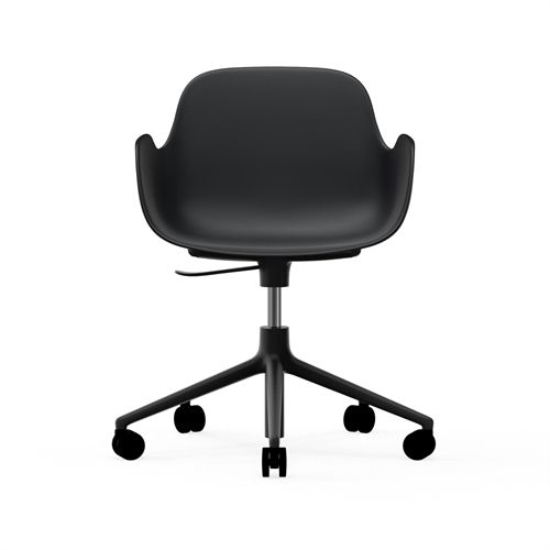Normann Copenhagen Form Drejestol m. armlæn og hjul - Sort/Sort Aluminium